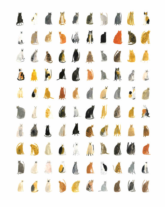 100 CURIOUS CATS | Giclee Art Print