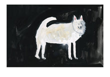 Limited Edition Hand Finished Art Print || A White Dog at Midnight || FAYE MOORHOUSE