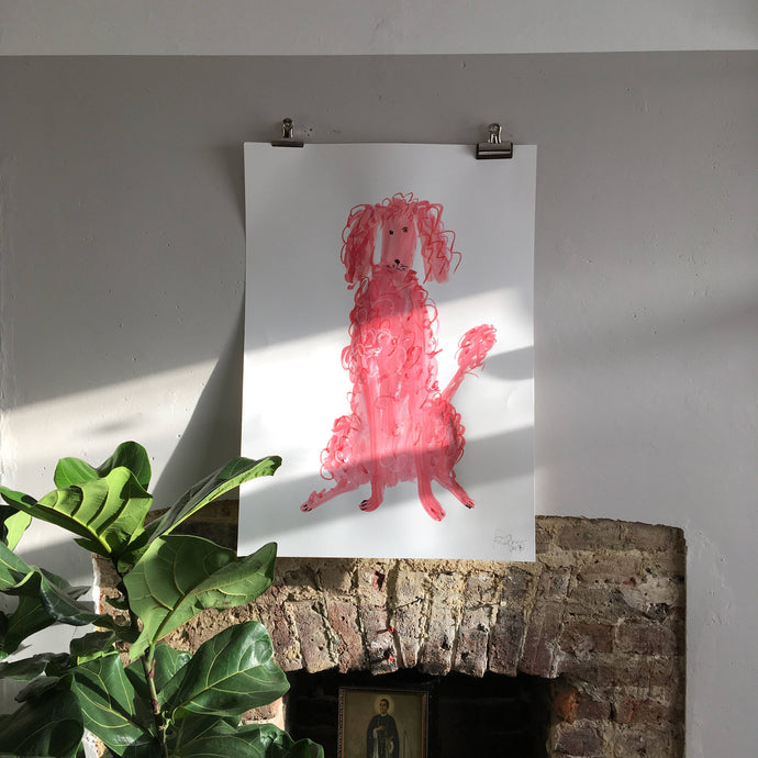 Original Faye Moorhouse painting - Giant Pink Poodle 006 - FREE SHIPPING
