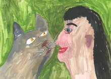 Women and their Cats - Cat Nose Kiss