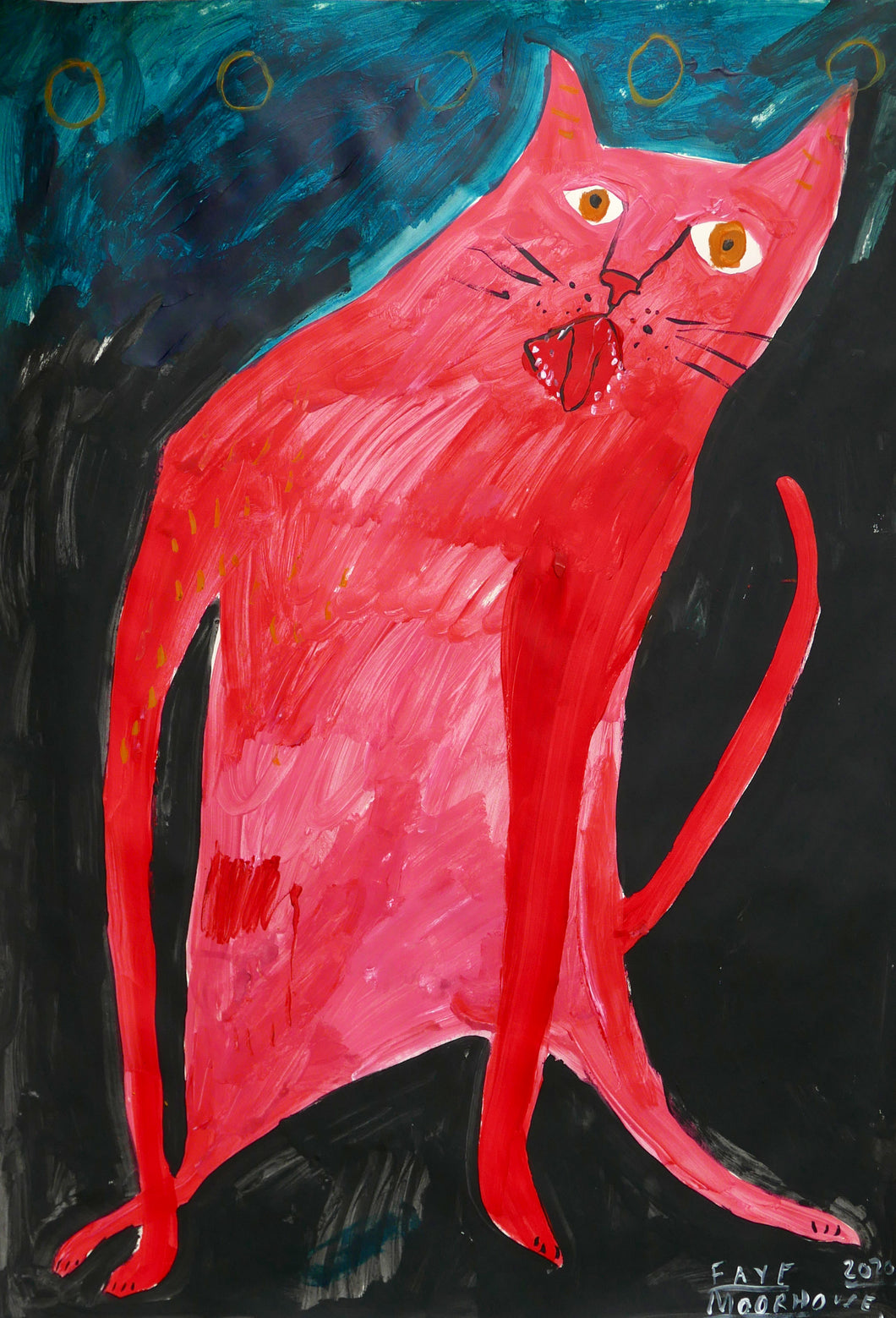 Pink Cat by Moonlight