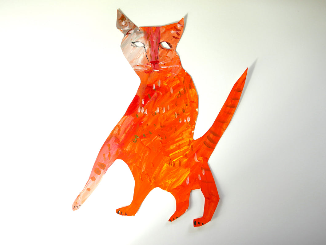 Red Cat Cutout Painting
