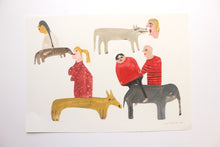 Humans and Beasts - Original Faye Moorhouse collage painting illustration