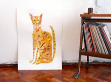 Original Faye Moorhouse painting - YELLOW CAT-  free worldwide shipping