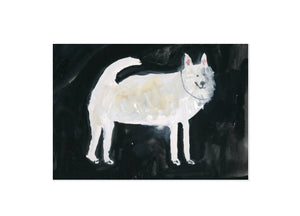 A White Dog at Midnight - Greetings Card
