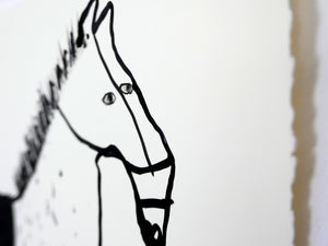 Original Faye Moorhouse drawing - A Horse - Ink on paper