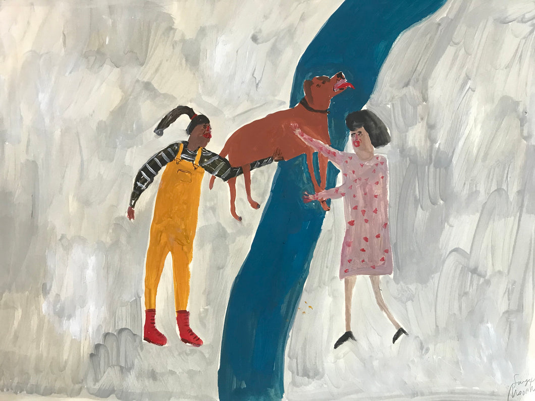 Women and their dogs - A Helping Hand | original Faye Moorhouse painting