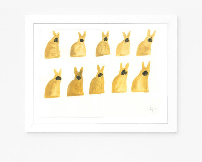 A Crowd of Frenchies no. 3 - Original french bulldog painting on paper