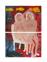 Sit on my lap we are sad. Black cat. Fish. Fish. Fish. (Milky Boobs. Empty Arms). A Diptych.